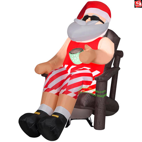 5.5' Gemmy Airblown Inflatable Relaxing Santa in Outdoor Chair