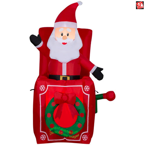 5' Gemmy Airblown Animated Santa Claus in Pop up Christmas Gift