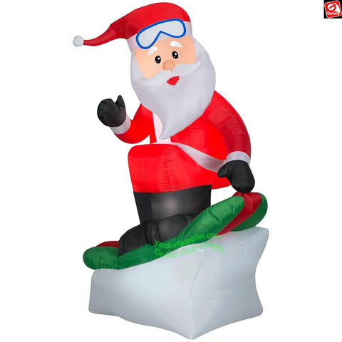 5.5' Gemmy Airblown Santa Claus Riding Snowboard