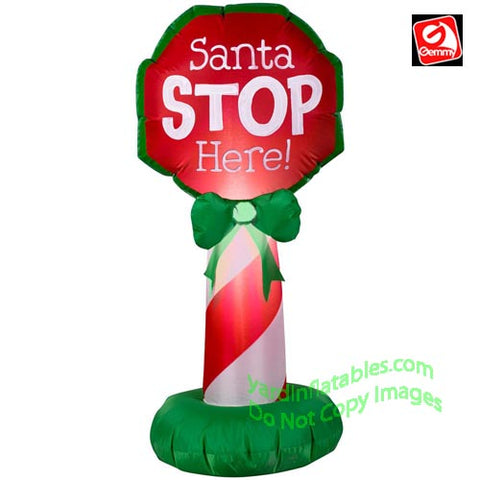 3 1/2' Gemmy Airblown Inflatable "Santa Stop Here" Sign