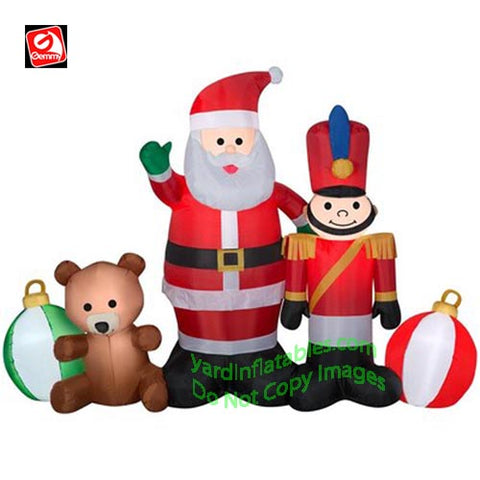 7' Gemmy Airblown Inflatable Santa and Toy Scene