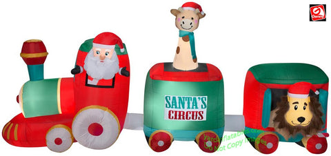 12' Gemmy Airblown Inflatable Giant Mixed Media Santa in Circus Train