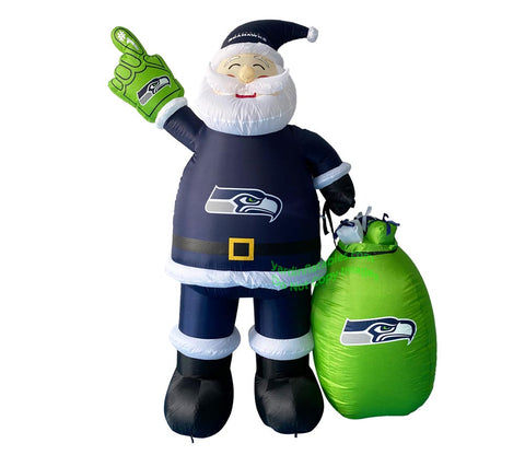 7' Air Blown Inflatable NFL Seattle SEAHAWKS Santa Claus
