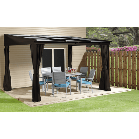 Shelterlogic Canopies & Gazebos 10 ft. x 12 ft. Dark Brown Sutton Wall-Mounted Hardtop Gazebo by Shelterlogic 500-9165371