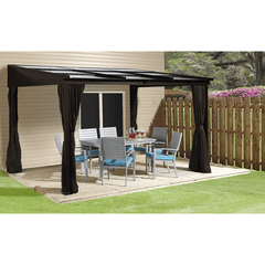 10 ft x 12 ft Dark Brown Sutton Wall-Mounted Hardtop Gazebo by Shelterlogic