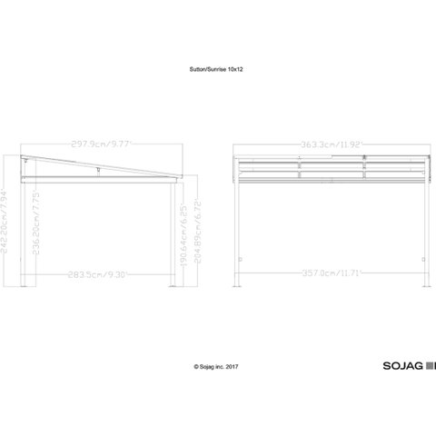 Shelterlogic Canopies & Gazebos 10 ft. x 12 ft. Dark Brown Sutton Wall-Mounted Hardtop Gazebo by Shelterlogic 500-9165371