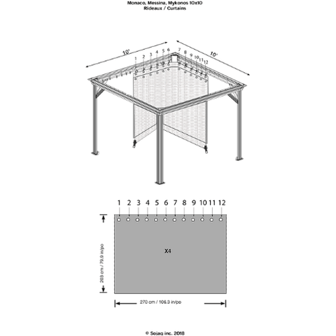 Shelterlogic Canopy & Gazebo Accessories 10 ft. x 10 ft. Gray Curtains for Monaco, Messina, Mykonos, and Moreno Gazebo by Shelterlogic 781880258964 135-9163803 10 x 10 ft. Gray Curtains for Monaco, Messina, Mykonos & Moreno Gazebo