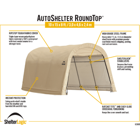 Shelterlogic Canopy Tent 10 x 15 ft. AutoShelter Roundtop by Shelterlogic 677599626890 62689 10 x 15 ft. AutoShelter Roundtop by Shelterlogic SKU# 62689