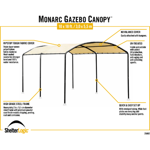 Shelterlogic Canopy Tent 10 x 18 ft. Monarc Gazebo Canopy by Shelterlogic 677599258824 25882 10 x 18 ft. Monarc Gazebo Canopy by Shelterlogic SKU# 25882