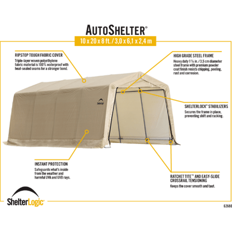 Shelterlogic Canopy Tent 10 x 20 ft. AutoShelter by Shelterlogic 677599626807 62680 10 x 20 ft. AutoShelter by Shelterlogic SKU# 62680