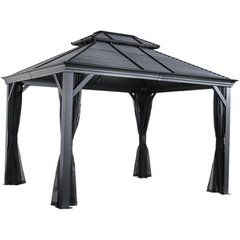 Shelterlogic Canopy Tents & Pergolas 10 ft. x 12 ft. Dark Gray Mykonos II Double Roof Hardtop Gazebo by Shelterlogic 772830165203 500-9165203 10 ft. x 12 ft. Dark Gray Mykonos II Double Roof Hardtop Gazebo