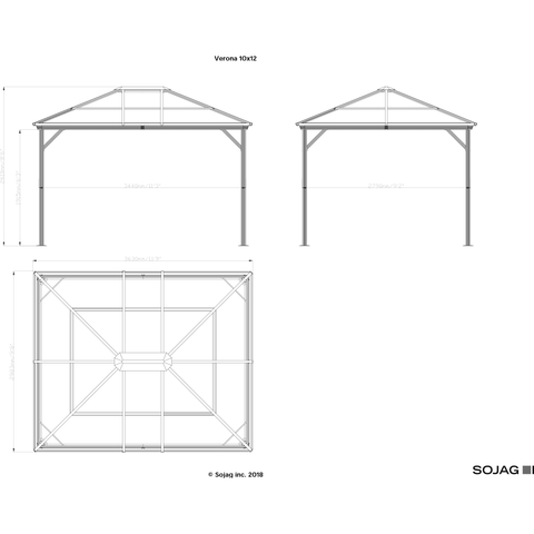 Shelterlogic Gazebo 10 ft. x 12 ft. Dark Gray Verona Hardtop Gazebo by Shelterlogic 772830162868 312-9162868