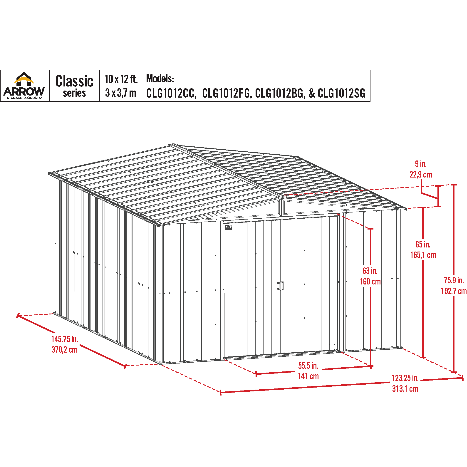 Shelterlogic Sheds and Storage 10 ft. x 12 ft., Sage Green Arrow Classic Steel Storage Shed by Shelterlogic 026862114549 CLG1012SG 10 ft. x 12 ft., Sage Green Arrow Classic Steel Storage Shed CLG1012SG