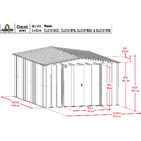 10 ft. x 14 ft. Blue Grey Arrow Classic Steel Storage Shed by Shelterlogic