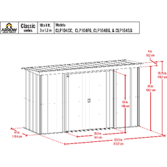 10 ft. x 4 ft., Charcoal Arrow Classic Steel Storage Shed by Shelterlogic