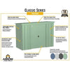 Image of Shelterlogic Sheds and Storage 10 ft. x 4 ft., Sage Green Arrow Classic Steel Storage Shed by Shelterlogic 026862114587 CLP104SG 10 ft. x 4 ft., Sage Green Arrow Classic Steel Storage Shed CLP104SG