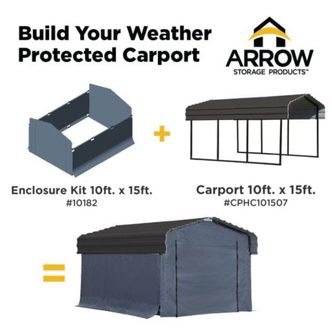 Shelterlogic Sheds, Garages & Carports 10 ft. x 15 ft. Gray Enclosure Kit for Arrow Carport by Shelterlogic 781880200680 10182