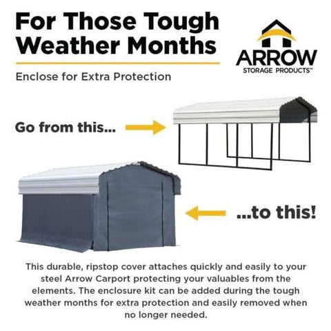 Shelterlogic Sheds, Garages & Carports 10 ft. x 15 ft. Gray Enclosure Kit for Arrow Carport by Shelterlogic 781880200680 10182