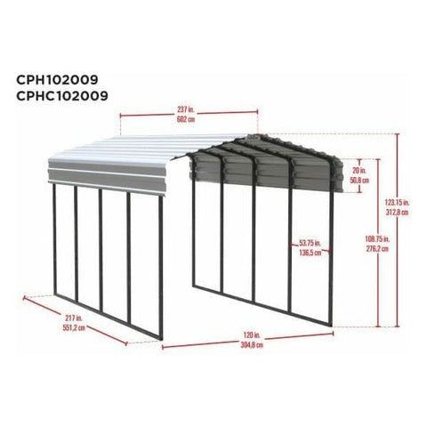 Shelterlogic Sheds, Garages & Carports 10 ft x 20 ft x 09 ft Arrow Carport Eggshell BKP by Shelterlogic CPH102009 10 ft x 20 ft x 9 ft Arrow Carport Eggshell BKP Shelterlogic CPH102009