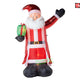 8' Gemmy Airblown Mixed Media Inflatable Metallic Santa Claus Holding Christmas Gift