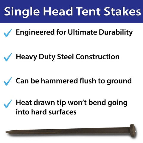 3/4" x 24" Single Head Steel Tent Stakes
