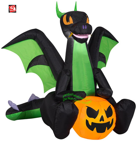 4' Gemmy Airblown Inflatable Halloween Sitting Green Baby Dragon