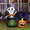 Image of Gemmy Inflatables Inflatable Party Decorations 4' Halloween Skeleton in Cauldron w/ Pumpkin by Gemmy Inflatables 229798