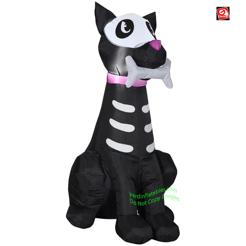3.5' Gemmy Airblown Halloween Skeleton Dog w/ Bone