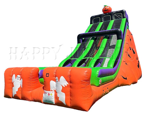 28 Foot Halloween Double Lane Inflatable Slide