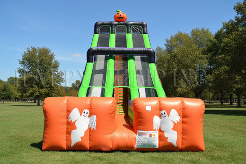 28 Foot Halloween Double Lane Inflatable Slide