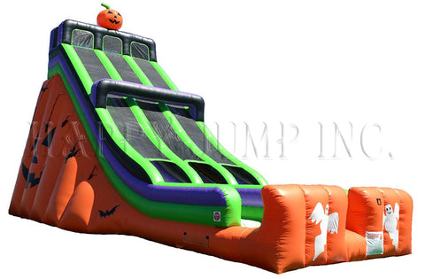 28 Foot Halloween Double Lane Inflatable Slide