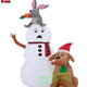 6' Gemmy Airblown Inflatable Christmas Snowman w/ Bunny Eating Nose & Dog