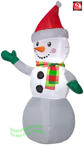 4' Gemmy Airblown Inflatable Snowman w/ Santa Hat and Scarf