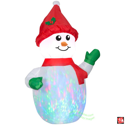 4' Gemmy Airblown Kaleidoscope Snowman w/ Snow Hat