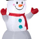 3 1/2' Gemmy Airblown Inflatable Snowman w/ Top Hat, Red Scarf & Red Mittens