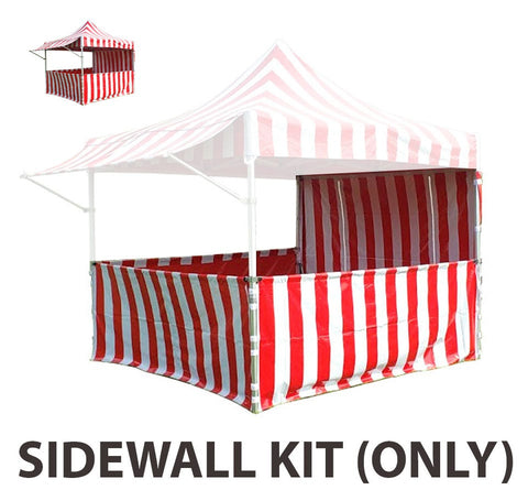 10' x 10' 50mm Speedy Pop-up Carnival Tent Sidewall Kit, Red and White Strip 