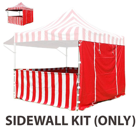 10' x 10' 50mm Speedy Pop-up Carnival Tent Sidewall Kit, Red and White Strip 