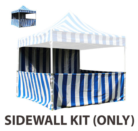10' x 10' 50mm Speedy Pop-up Carnival Tent Sidewall Kit, Blue and White Strip 