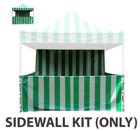 10' x 10' 50mm Speedy Pop-up Carnival Tent Sidewall Kit, Green and White Strip 