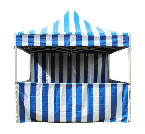 10' x 10' 50mm Speedy Pop-up Carnival Tent with Sidewalls, Blue and White
