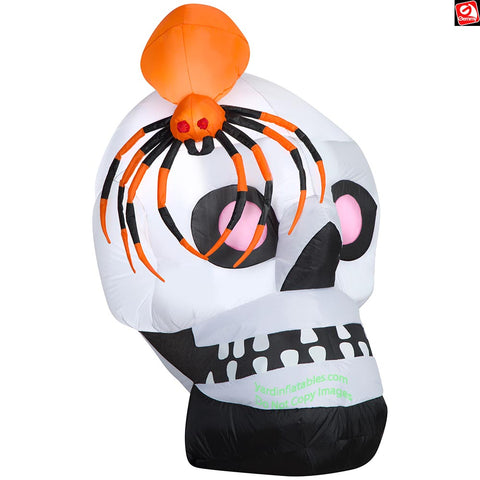 4.5' Gemmy Airblown Inflatable Halloween Spider on Skull