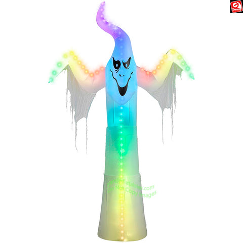 12' Gemmy Airblown Inflatable Halloween Ghost w/ Rainbow Wave Lights