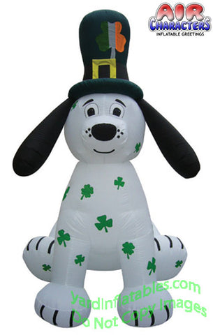 8' Air Blown Inflatable St. Patrick's Day Puppy w/ Shamrock Spots