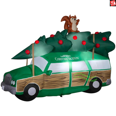 8.5' Gemmy Airblown Inflatable Animated Clark Griswold Station Wagon w/ Tree and Squirrel