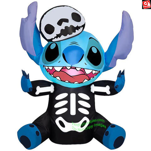 3' Gemmy Airblown Inflatable Halloween Disney's Stitch in Skeleton Costume