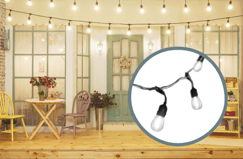 48' Outdoor LED String Light Set with Warm White S14 Bulbs for Patio, Tent, and Event Lighting