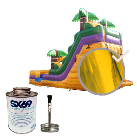 Moose Supply Inflatable Bounce House Vinyl Repair Kit, Yellow Marble with 4 oz. SX69 Glue