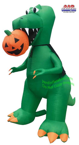 7' Air Blown Inflatable T-Rex Biting Pumpkin Jack-O-Lantern