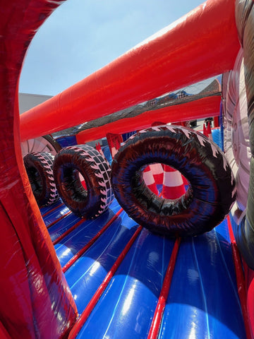 3 Lane Mega Thrill Race Car Commercial Inflatable Race Track Obstacle Course - IG5250-R