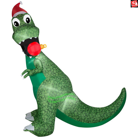 8.5' Gemmy Airblown Christmas T-Rex Biting Ornament